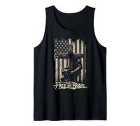 Bandiera Americana Libera e coraggiosa Croce Cristiana patriottica Canotta