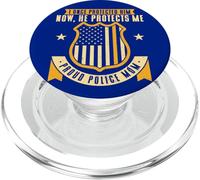 Bandiera americana, madre e figlio, una mamma polizia orgogliosa patriottica PopSockets PopGrip per MagSafe