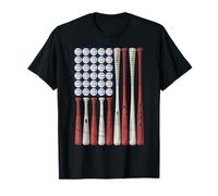 Bandiera americana mazze da baseball e palle sport patriottici Maglietta