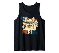 Bandiera americana Merica Bulldog francese color crema cane 4 luglio Canotta