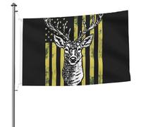 Bandiera americana mimetica da caccia, bandiera da patio mimetica nera a forma di cervo, resistente alle intemperie per prato esterno, non sbiadisce, protezione per tutte le intemperie, bandiere di be