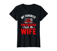Bandiera americana My Favorite Firefighter Calls Me Wife Maglietta