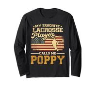 Bandiera americana My Favorite Lacrosse Player Calls Me Poppy Maglia a Manica