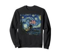 Bandiera Americana Notte Stellata Arte Patriottica Sasquatch Bigfoot Felpa