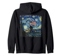 Bandiera Americana Notte Stellata Arte Patriottica Sasquatch Bigfoot Felpa con Cappuccio