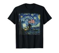 Bandiera Americana Notte Stellata Arte Patriottica Sasquatch Bigfoot Maglietta