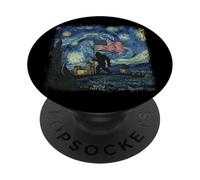 Bandiera Americana Notte Stellata Arte Patriottica Sasquatch Bigfoot PopSockets PopGrip Adesivo