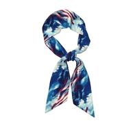 Bandiera americana Nuvole bianche 5 Sciarpa da donna in raso alla moda, sciarpa lunga e stretta setosa per capelli, cravatta, fascia per capelli, manico di borsa, accessorio per borsetta