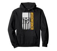 Bandiera americana Patriotic Woodworker Vintage Woodworking Felpa con Cappuccio