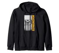 Bandiera americana Patriotic Woodworker Vintage Woodworking Felpa con Cappuccio
