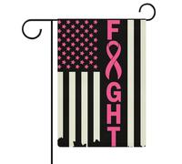 Bandiera americana Pink Ribbon per la lotta contro il cancro al seno, bandiere da giardino, bandiere bifacciali, bandiere per le feste, decorazioni per esterni, 12,6 x 18,5 pollici
