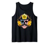 Bandiera Americana Pompiere Cranio Baffi Fiamme Canotta