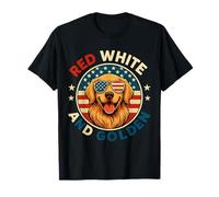 Bandiera americana rossa bianca e Golden Retriever 4 luglio Maglietta