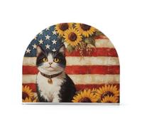 Bandiera americana Simpatico Gatto Girasoli Acrilico caduta portatovaglioli per Farmhouse Cocktail autoportante portasciugamani di carta controsoffitto arredamento per la casa per bagno, ristorante
