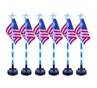 Bandiera americana solare 6 pezzi 8 3x5 5 pollici luci solari rosse bianche e blu con paletto per decorazioni da giardino del 4 luglio Bandiera americana 6 luci rosse bianche e blu paletto 8