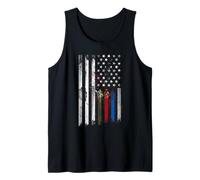 Bandiera Americana Sottile Linea Blu Rossa Verde Canotta