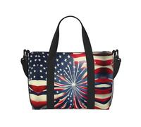 Bandiera americana stampa fuochi d'artificio meravigliosa borsa da viaggio, palestra e viaggi, perfetta per fughe sportive del fine settimana, nera, taglia unica, Nero, One Size