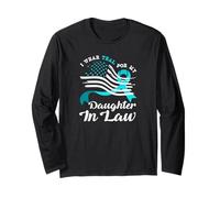 Bandiera Americana Teal per mia Figlia in Legge Cancro cervicale Maglia a Manica
