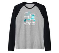 Bandiera Americana Teal per mia Figlia in Legge Cancro cervicale Maglia con Maniche Raglan