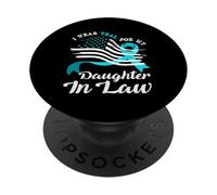 Bandiera americana Teal per mia figlia in legge cancro cervicale PopSockets PopGrip Adesivo