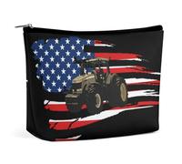 Bandiera americana trattore nato per essere contadino 2 borsa cosmetica da viaggio borsa per il trucco portatile grande capacità borsa da toeletta borse portaoggetti per donne-3