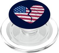Bandiera americana USA Cuore spezzato - Crepacuore a forma di cuore PopSockets PopGrip per MagSafe