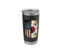 Bandiera americana USA e Corea del Sud Distressed Split Bicchiere termico in acciaio inox doppia parete