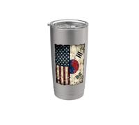 Bandiera americana USA e Corea del Sud Distressed Split Bicchiere termico in acciaio inox doppia parete