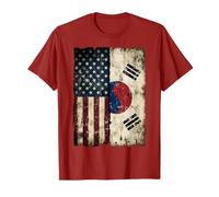 Bandiera Americana USA e Corea del Sud Distressed Split Maglietta