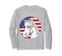 Bandiera americana vintage 4 luglio cavallo giorno dell'indipendenza Maglia a Manica