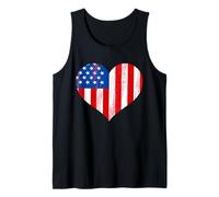 Bandiera Americana Vintage con Cuore Patriottico 4 luglio Merica USA Canotta