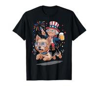 Bandiera americana Washington Yorkshire Terrier 4 luglio USA Maglietta