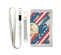Bandiera americana Wild Bird trifold portafogli sottili per gli uomini per le donne semplice supporto casual con clip di denaro con cordino billetera para hombre, Bandiera americana uccello selvatico