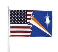 Bandiera Americane E Delle Isole Marshall In Stile Strappato Garden Flag Con 2 Occhielli Bandiere Da Giardino Durevole Bandiera Da Cortile Per All'Aperto Interni Patio 90X150 Cm
