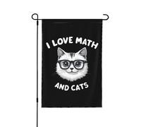 Bandiera "Amo la matematica e i gatti", Bandiera da giardino personalizzata "Amo la matematica e i gatti", 12x18 cm, stendardo bifacciale per l'estate.
