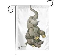 Bandiera Animal Happy Wild Elephant Cute Animalswatercolor Funny Watercolor Drawn White Animals Wildlife Prova Di Sbiadimento Striscione All'Aperto, Per Giardino, Feste Estive, 30x45cm
