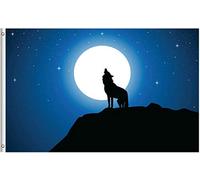 Bandiera Animal Wolf Howling At Moon Wildlife Nature Landscape Stagione Bandiera Decorazione Striscione All'Aperto, Per Eventi, All'Aperto Al Coperto, Giardino, 90x150cm