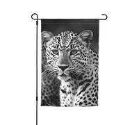 Bandiera animale leopardo bianco nero 30,5 x 45,7 cm bandiere per esterni verticale doppia bandiera da giardino grande cartello bandiere per casa cortile esterno bandiera decorativa per prato