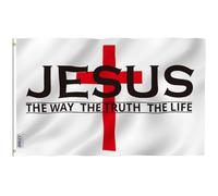 Bandiera Anley Fly Breeze 3x5 piedi Jesus The Way The Truth The Life - resistente allo sbiadimento - Testata in tela e doppie cuciture - Bandiere cristiane in poliestere con occhielli in ottone