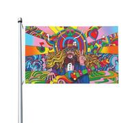 Bandiera Antivento Esterni Psychedelic Hippies Music Bandiere Da Giardino Poliestere Garden Flag Robuste Outdoor Flags For Esterno Decorazioni Pub Giardino 90x150cm