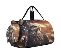 Bandiera Aquila Americana Borsa Sportiva da Nuoto e Palestra con Scomparto per Scarpe Borsa da Viaggio per Il Fine Settimana Borsone per Ragazzi