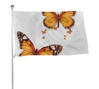 Bandiera arancione con farfalla 89 x 150 cm, stampa su entrambi i lati, bandiera decorativa da giardino, non sbiadisce, con occhielli in ottone da appendere, sfondo fotografico per interni ed esterni