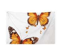 Bandiera arancione farfalla 0,9 x 1,5 m nessuna dissolvenza bandiera di benvenuto giardino cortile casa bandiere decorative giardino cortile segno interno esterno banner festa decorazione casa