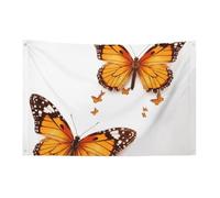 Bandiera arancione farfalla 0,9 x 1,5 m nessuna dissolvenza bandiera di benvenuto giardino cortile casa bandiere decorative giardino cortile segno interno esterno banner festa decorazione casa