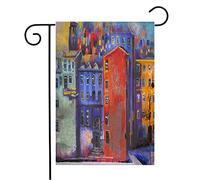 Bandiera Architecture Vintage Travel Old Town Artwork Artist Modern Houses Drawing Artistic Door Landmarks Colori Vivaci Stagione Bandiera, Per Balcone, Giardino, 30x45cm