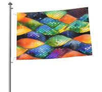 Bandiera arcobaleno a forma di squama di pesce, 2x3 piedi, stampa fronte-retro, per esterni, con occhielli, sfondo fotografico per decorazioni interne ed esterne.