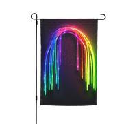 Bandiera arcobaleno al neon da 12x18 pollici, bandiera da giardino bifacciale per interni, da appendere alla parete, poster, grande striscione, cartello, bandiere per esterni