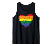 Bandiera Arcobaleno Cuore Colorato LGBTQ+Lesbiche Gay Pride Vintage Canotta