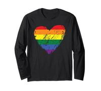 Bandiera Arcobaleno Cuore Colorato LGBTQ+Lesbiche Gay Pride Vintage Maglia a Manica