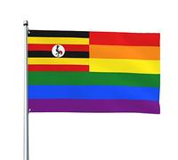 Bandiera Arcobaleno Dell'Uganda Bandiere Di Benvenuto Con 2 Occhielli Bandiera Da Cortile Resistente Alle Intemperie Bandiere Da Giardino Per Patio Fattoria Interni 90X150 Cm